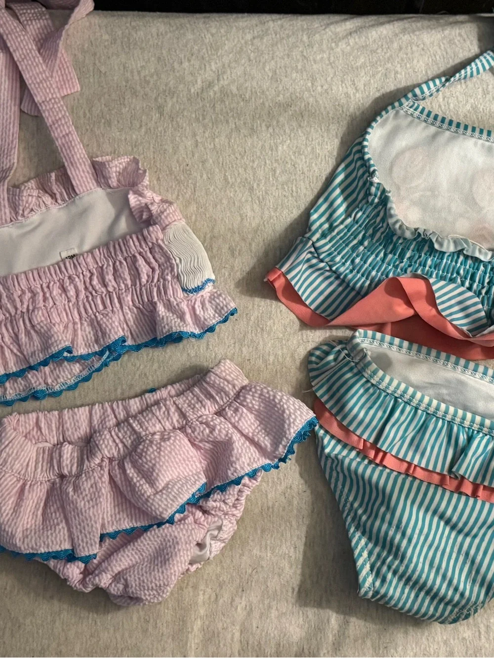 Girls Two-Piece Swim Set - Pink Whale & Blue Stripes